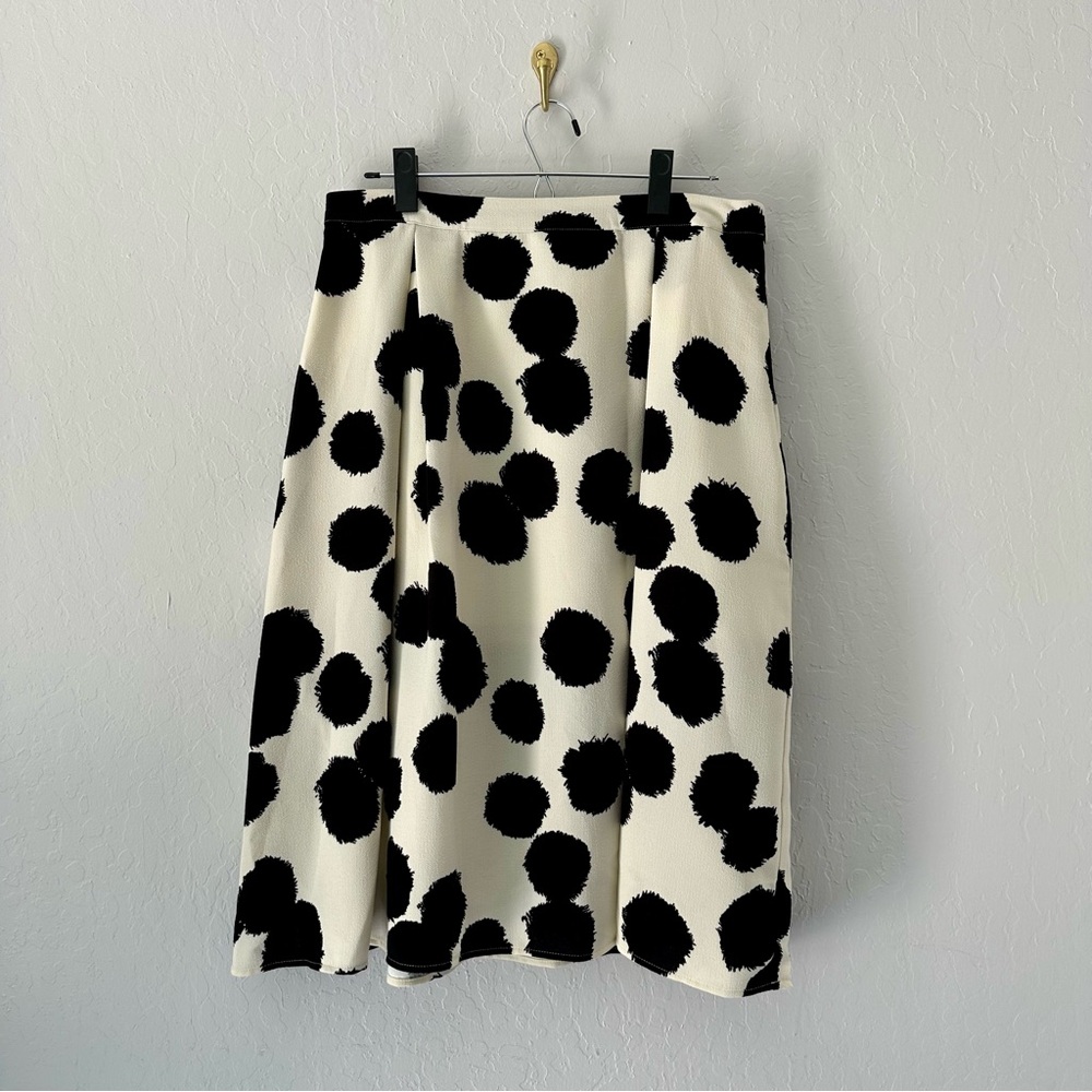 Who What Wear Black and White Midi A-Line Skirt
